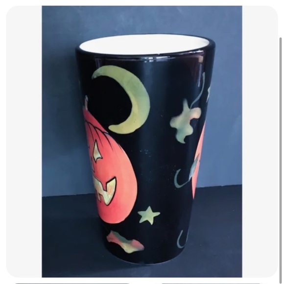 Susan Winget Jack O Lantern Black Coffee Mug Cup Fall Halloween Kitsch Whimsical - Picture 2 of 7
